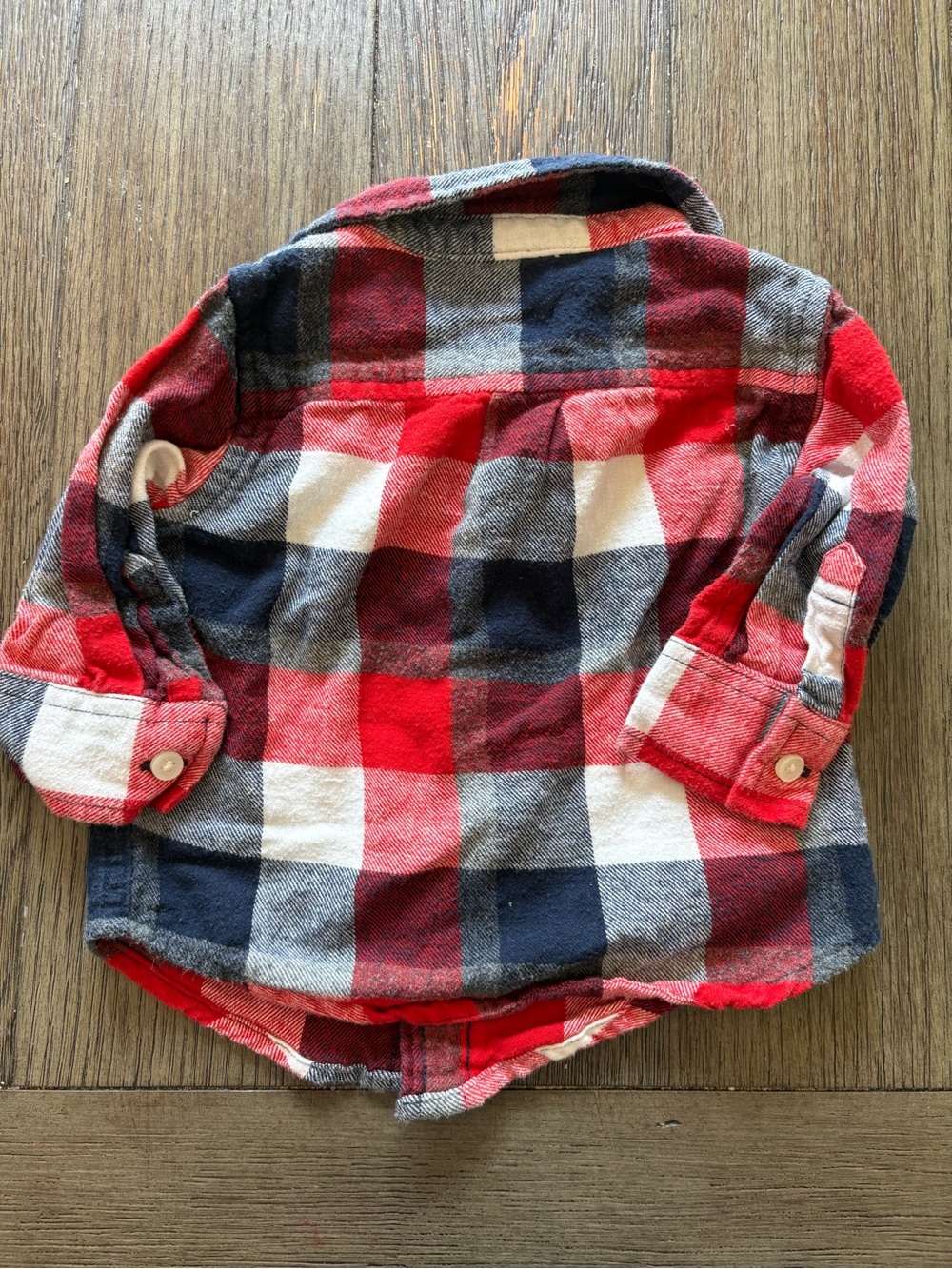 Gymboree Red Navy Cream Plaid Button-Down Flannel Shirt for Baby - Picture 3 of 3